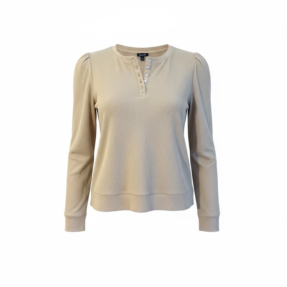 Splendid pinkish brown Women's Long Sleeve Waffle Top - Picture 2 of 9